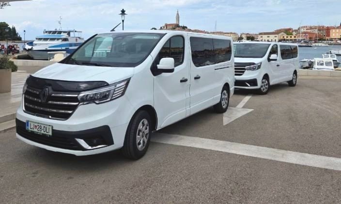 White TourSlo Renault Trafic in the harbour of Rovinj