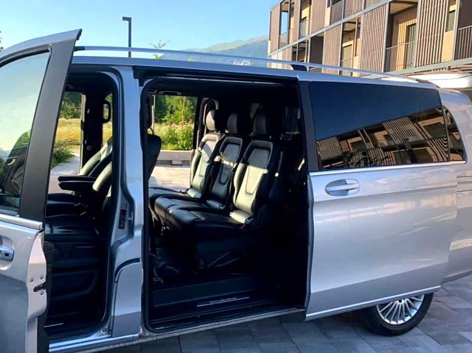 Mercedes V-Class with the sliding door open: the cabin seats are visible